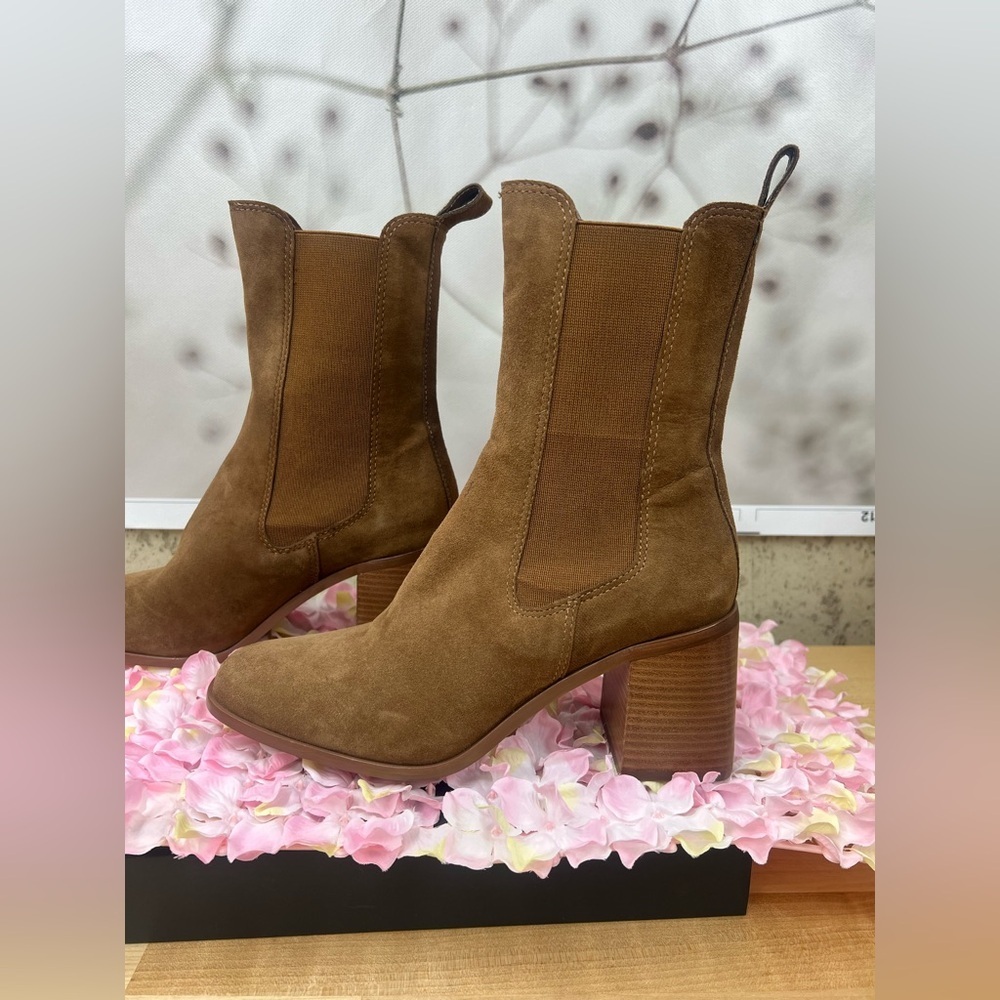 Steve Madden Women's Argent High Chelsea Booties Brown Suede Ankle Boots 9.5 - Picture 6 of 12